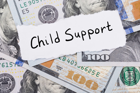 Image the word child support and money