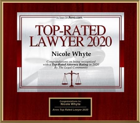 Top-Rated Lawyer 2020 Plaque - Nicole Whyte